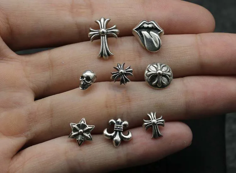 Модные одиночные серьги из тайского серебра японский и корейский крест 925 Чистое серебро мужские для ногтей оптовая