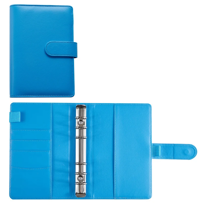 Wholesale Budget Binder Macaron Color PU Leather Notebook Portable A5 A6 Binder 6 Rings Journal Notebook Budget Binder