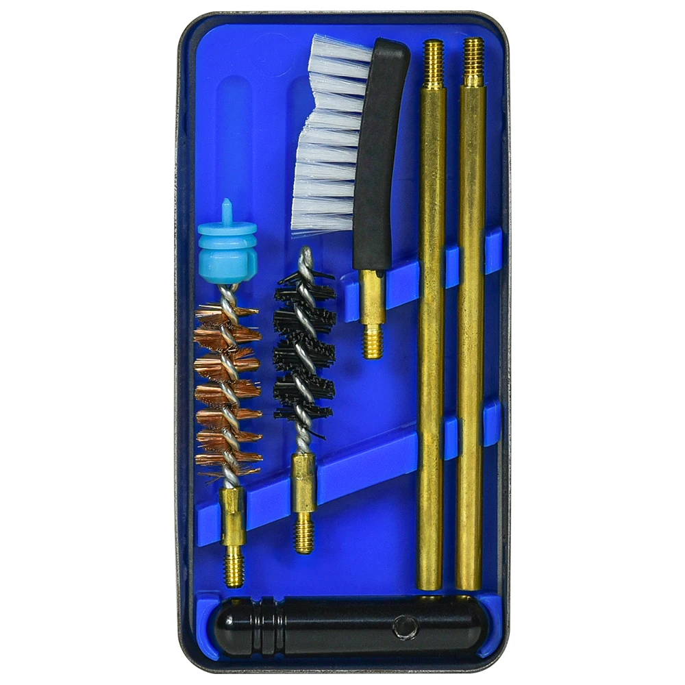 Wholesale price mini case gun cleaning kit  9mm .40 ..45  brush jag patches  gun small steel case