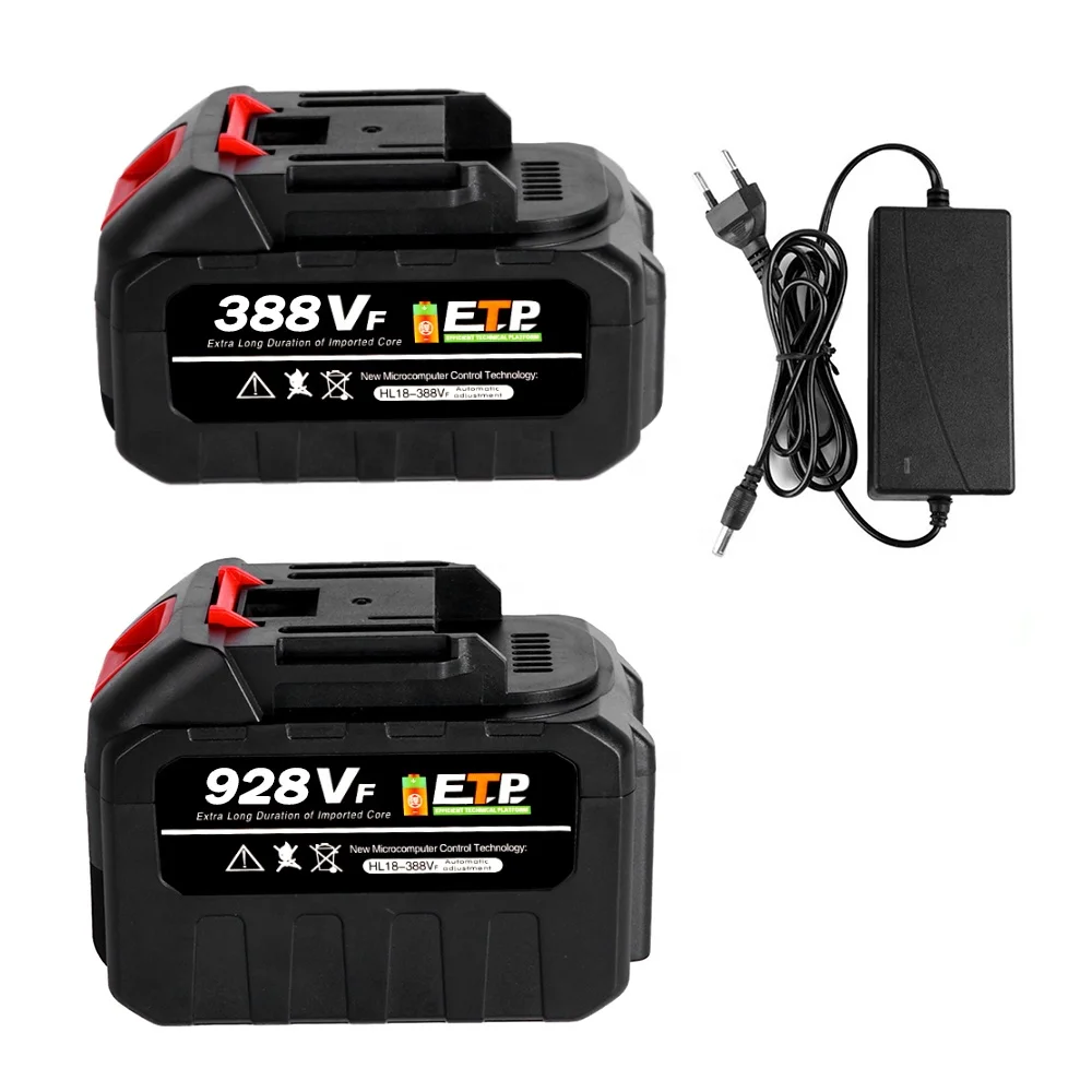 20V Rechargeable Lithium Battery EU Plug 388VF 15000mAh 928VF 22500mAh Battery Capacity Indicator Chainsaw Electric Drill