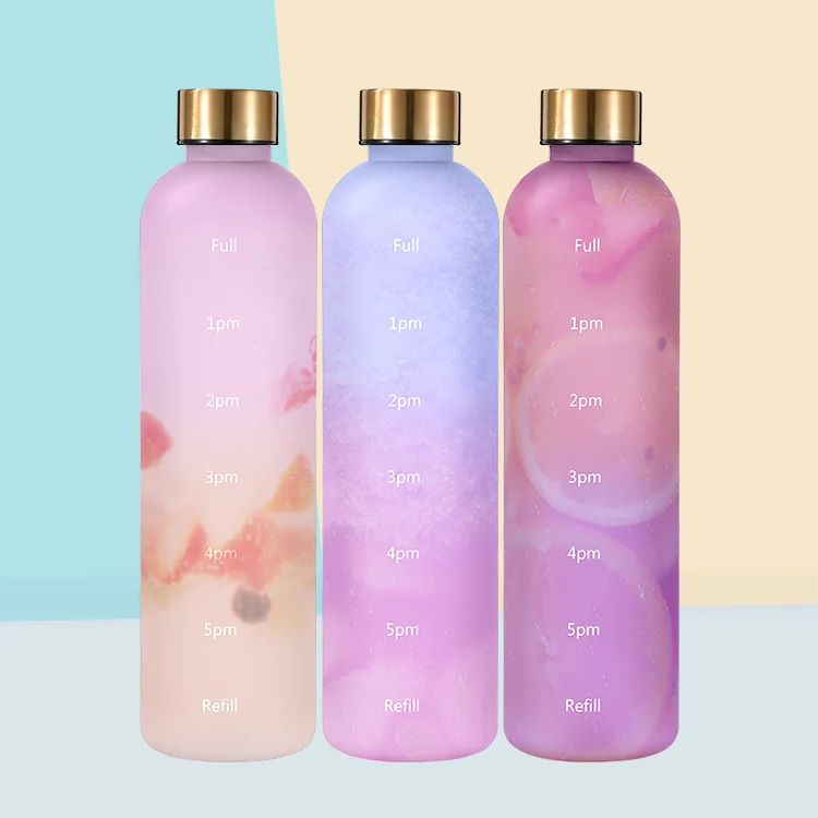 1000ml Matte finished tritan plastic water bottle with time maker BPA free water bottle sport plastic bottle