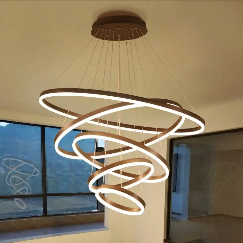 Gold Chandeliers Stainless Steel C Type Circular Chandelier Luxury 40cm Pendant Lights