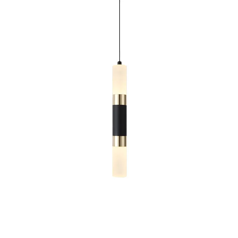 Modern minimalist black and gold bedroom bedside chandelier living room backdrop light long line of small pendant lamp
