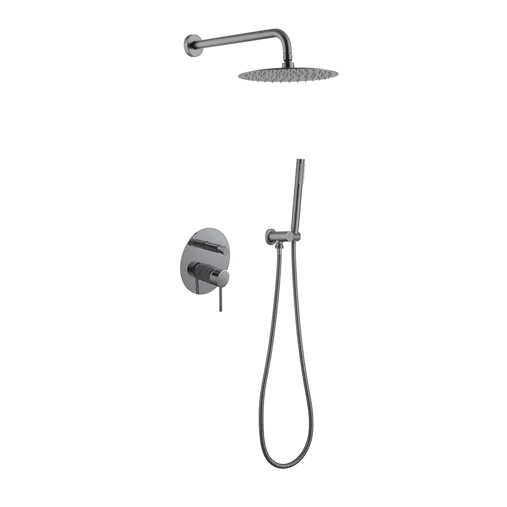 Brush Golden Finished Round Thermostatic Shower Solid Brass Three Function Shower Set Faucet