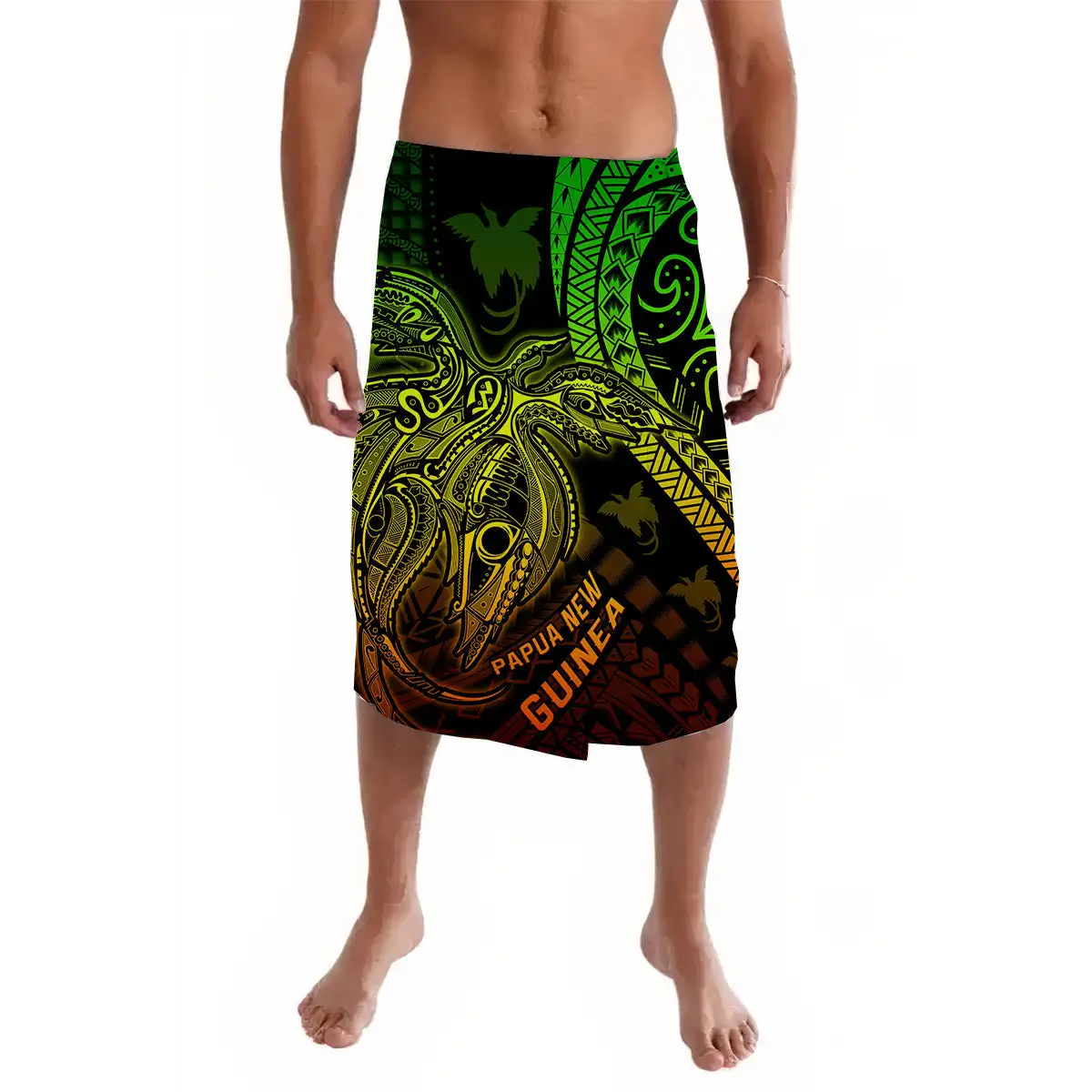 Birds Of Paradise Lavalava Papua New Guinea Design ie faitaga OEM Wholesale Mens Casual Aboriginal Half Skirt Tribal Island Wear