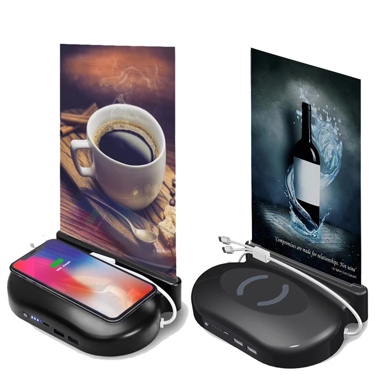 Wireless Charging Powerbank Station with 3 in 1 Cable Kit Power Bank for Restaurant Bar Coffee Shop Waiting Room