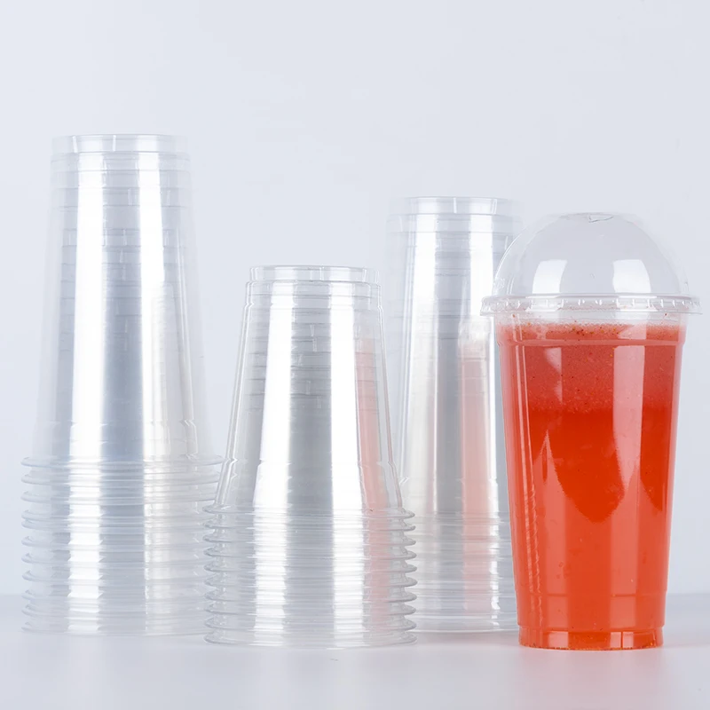 LOKYO 8oz 16oz 22oz disposable transparent pet plastic cups wholesale boba bubble tea plastic cup with lids