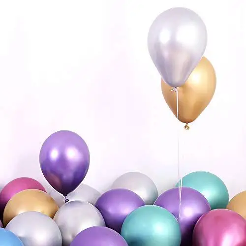 Hot 12 inch metal chromium air helium balloon Happy birthday latex balloon