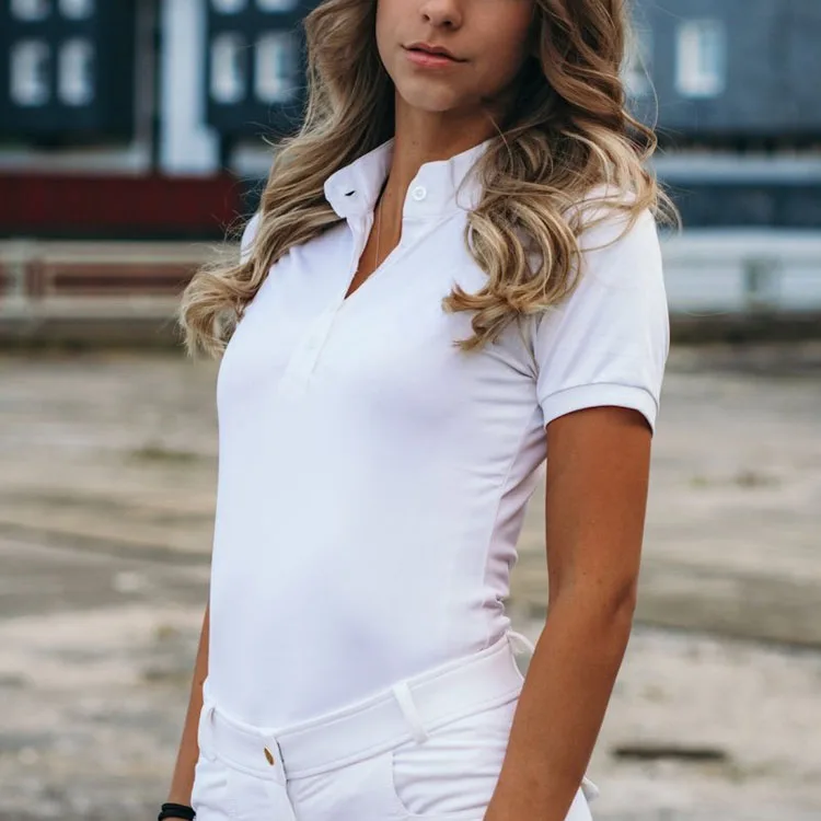 Custom equestraian Clothing horse riding Short sleeves Button Up polo t shirts womens