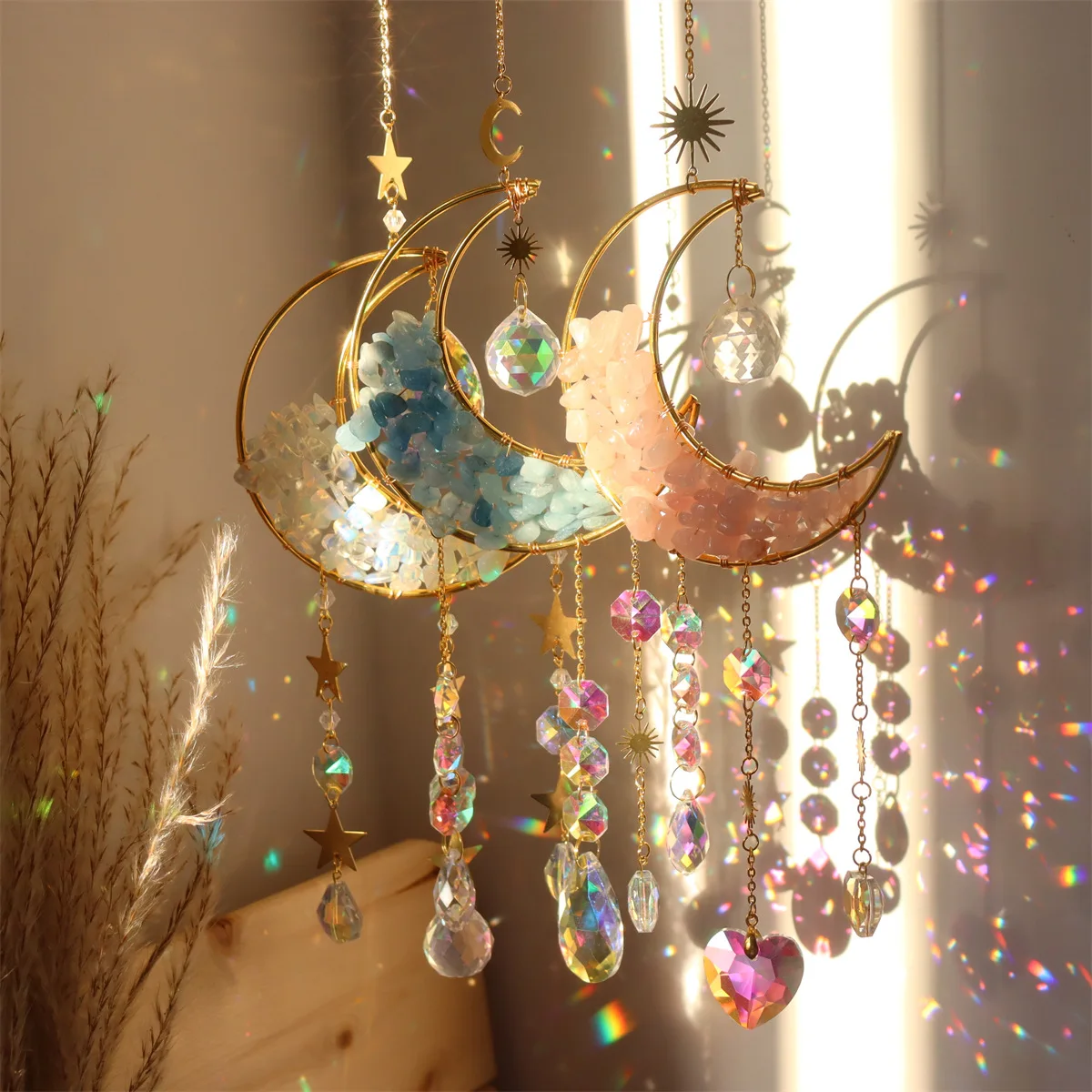 Window Decor Sun Catcher Indoor Outdoor Ornament Prism Suncatchers Gift Moon Crystal Suncatchers