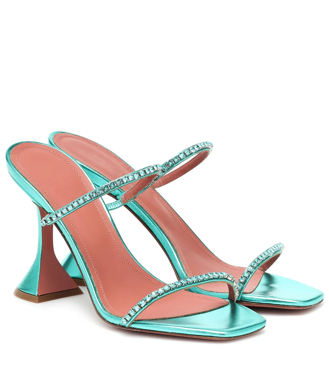 Summer stiletto multicolor rhinestone fish mouth open toe banquet women slippers low-top sandals shoes ladies