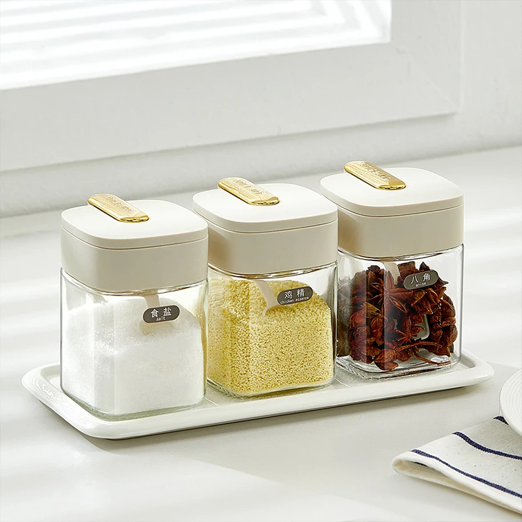 Custom Cooking Seasoning Dispenser Household Glass Spice Jar Set