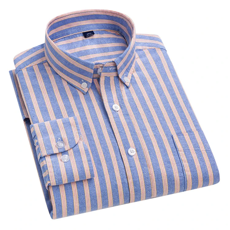 hot selling new design shirt cotton casual anti-wrinkle oxford striped men trendy cotton shirts for work