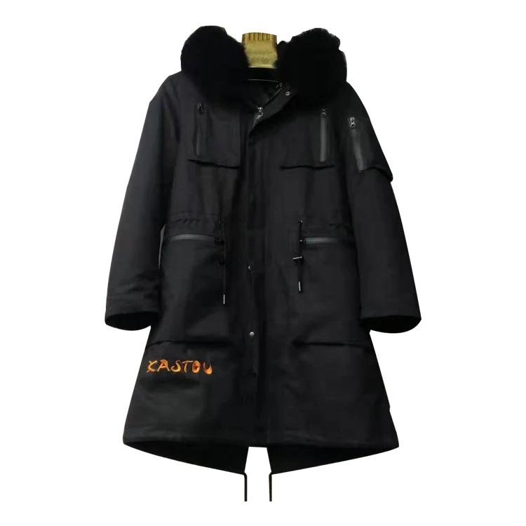 Men Thickened Fur Collar Winter Warm Coat Rabbit Fox Fur Parka Jacket