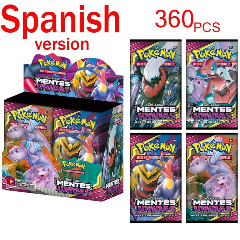 AHTEM 360 Pcs/Box English French Spanish Playing Games Pokemoned Cards Poke Mon Cards Booster Box Poke Mon Cards