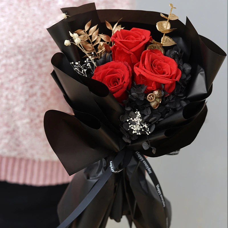 Customized Logo Immortal Infinity Eternal Forever Stabilized Preserved Roses Bouquet of Red Rose