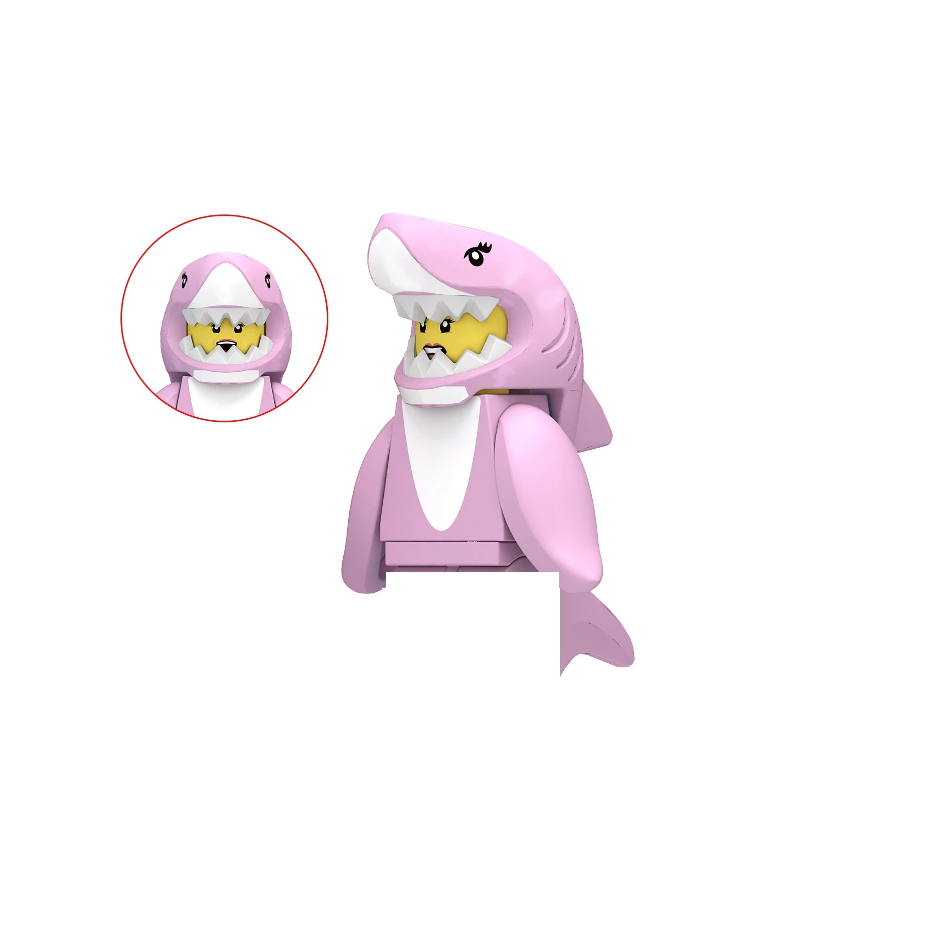 Blue Shark Man pink grey shark Famous Movie character plastic Mini Blocks Building Block Toys boys Kids