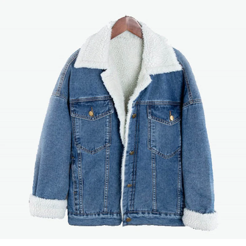 2020 Denim Jacket Jeans Ladies Sherpa Fleece Fur Jacketss Woman Coat Chaqueta Mujer Winter Jaket Women Luxury Trade Assurance