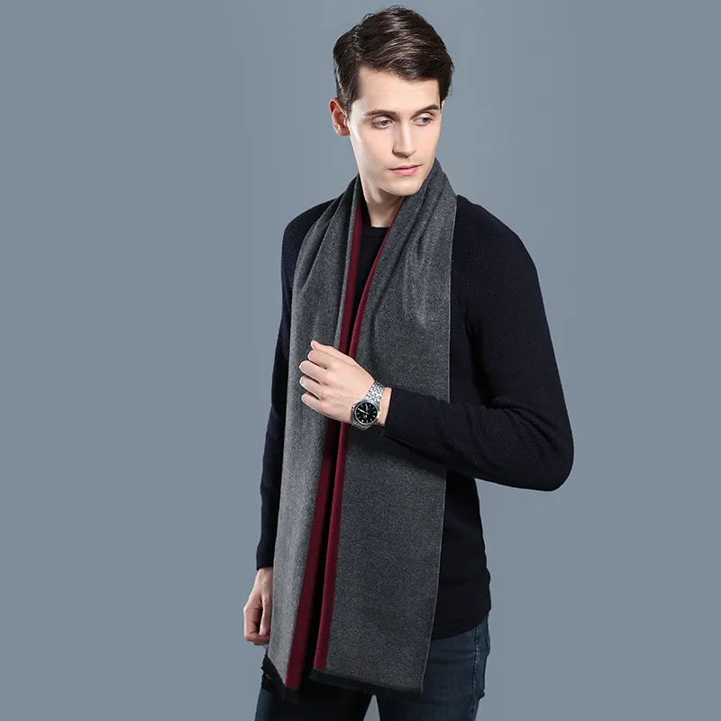 Wholesale Premium Mens Stylish Cashmere Feeling Winter Warm Geometric Pattern Kashmiri Shawls Scarf Men
