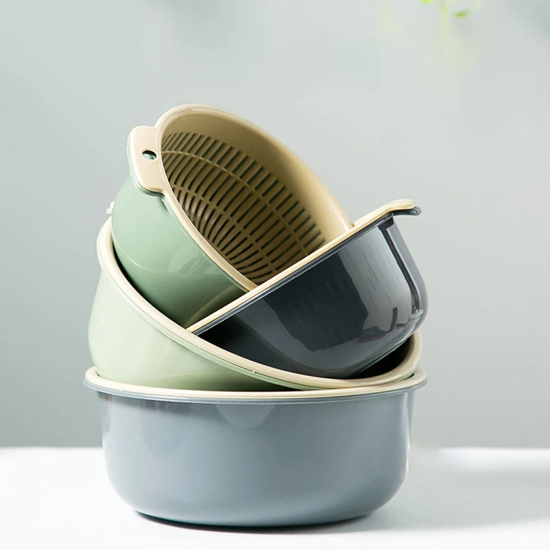 Лидер продаж, бытовые кухонные инструменты, двухслойная многофункциональная сетка для раковины, чаша для мытья фруктов и овощей, пластиковая сливная корзина