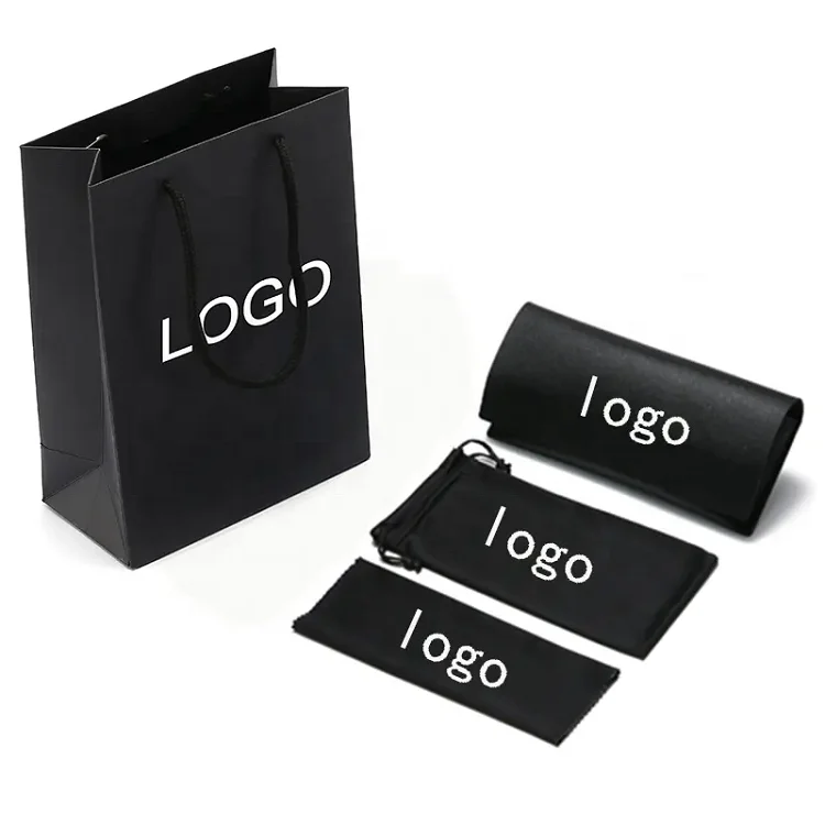 Luxury Sunglasses Folding Case Box Black Glasses Pouches Cloth Eyewear Package Sunglasses Drawer Box Set