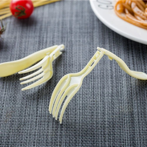 Disposable extended length 150mm plastic PP foldable folding plastic fork