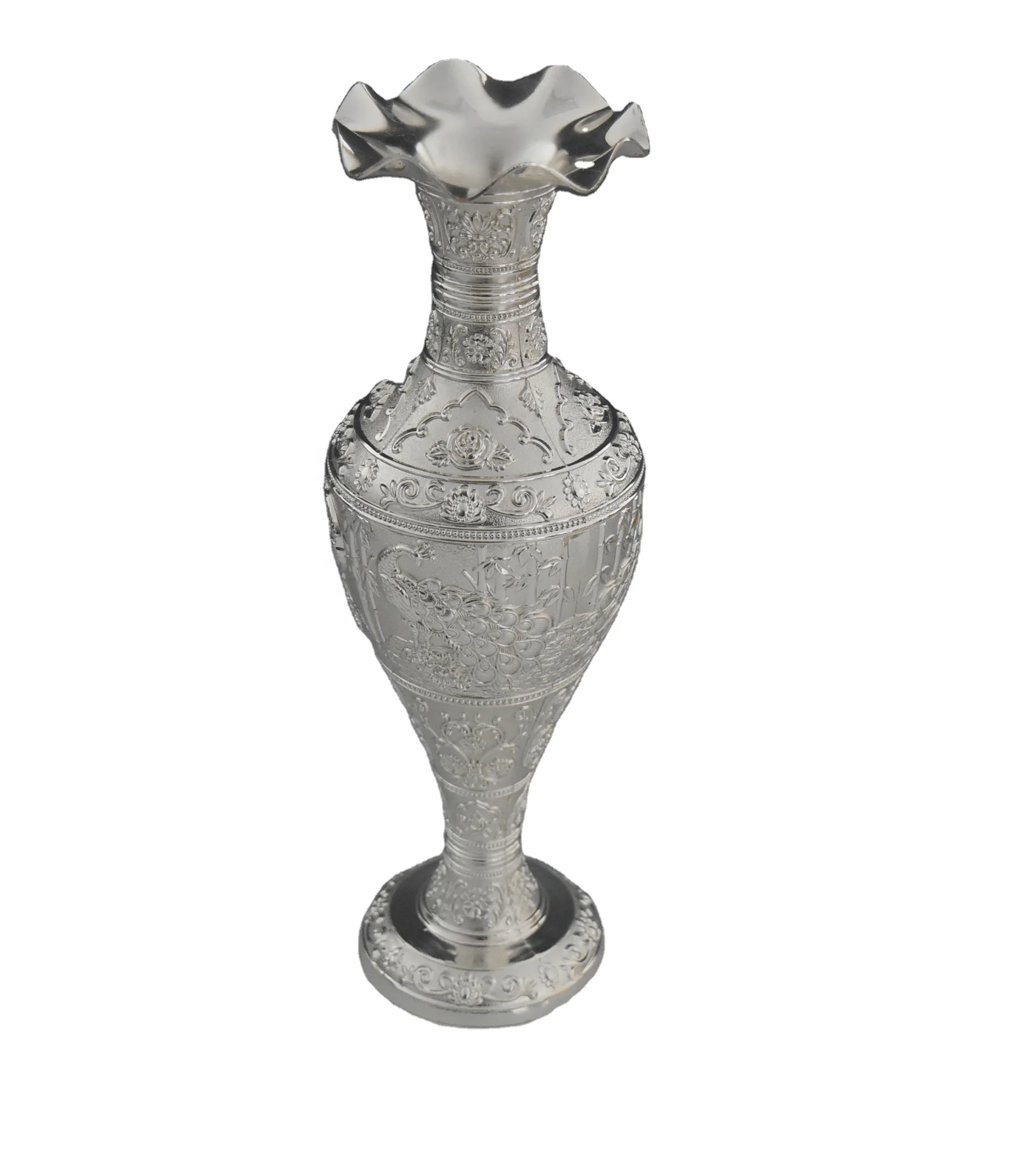 Arabic home hotel zinc alloy wedding decoration flower silver Islamic vase