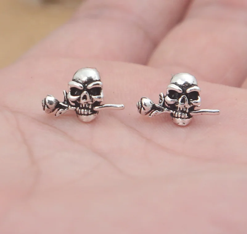 925 sterling silver fashion variety styles girl jewelry inlaid zircon shining crystal sugar skull stud earrings women wholesale