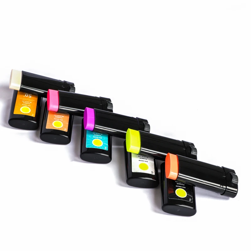 GMPC SPF 50 colored zinc sunblock sun stick glow stick sunscreen 15ml brightening private label water based sunscreen stick