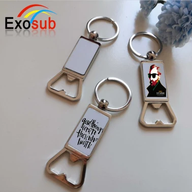 cheap Custom metal keychain beer Bottle Openers for sublimation