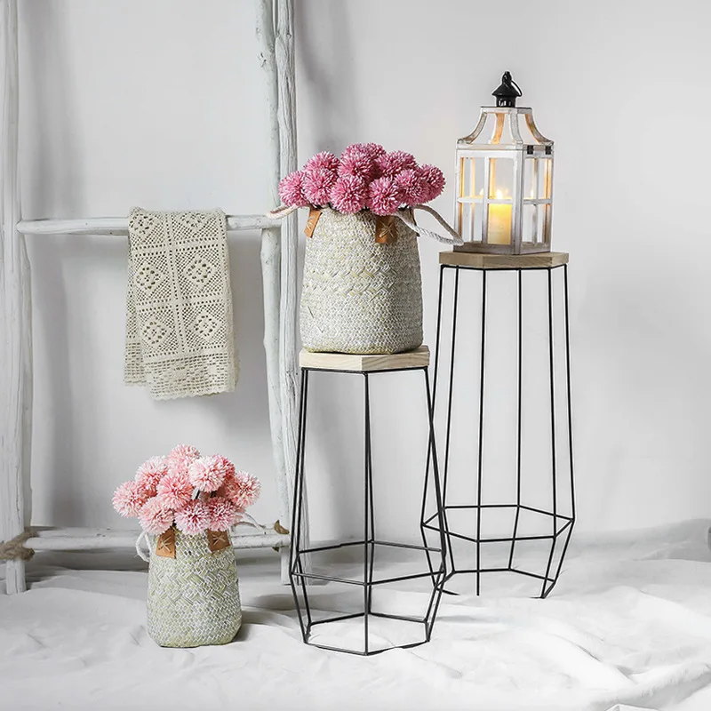 
Time Slow Amazon Wholesale Creative Ornaments TS-SN181242 Plastic Seaweed Woven Flower Basket Storage Crafts Home Decoration 