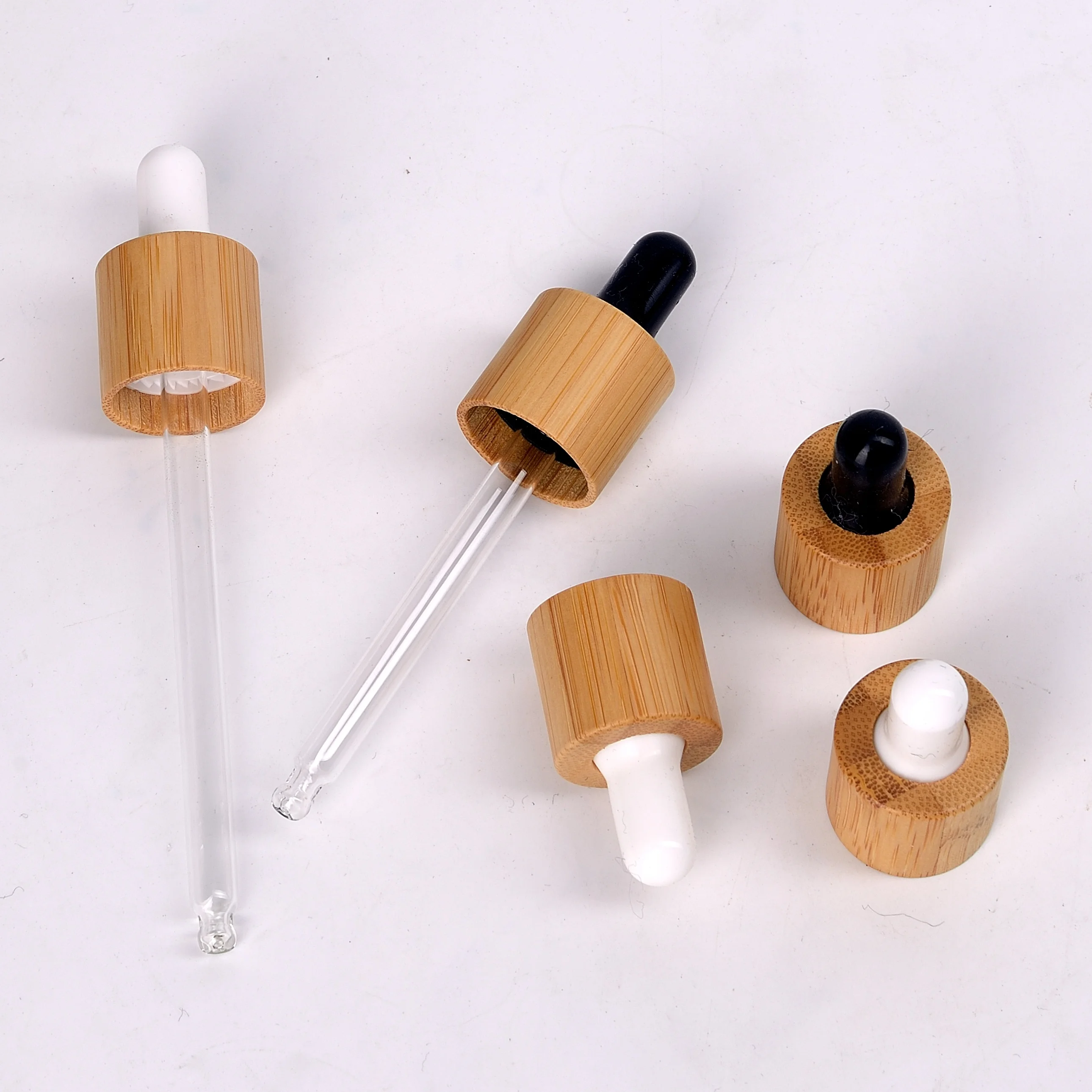 50ml amber glass essential oil bottle brown color glass cosmetic bottle with 18 mm bamboo wooden dropper for skin care body oil