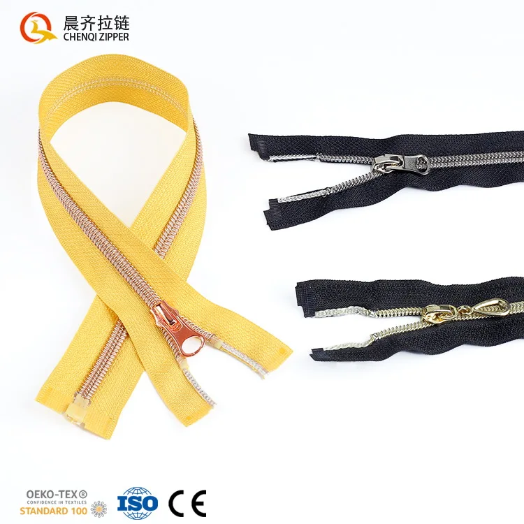 Supplier wholesale 5# Nylon Electroplated Rose Gold Teeth Open-end Polyester Zipper for garment