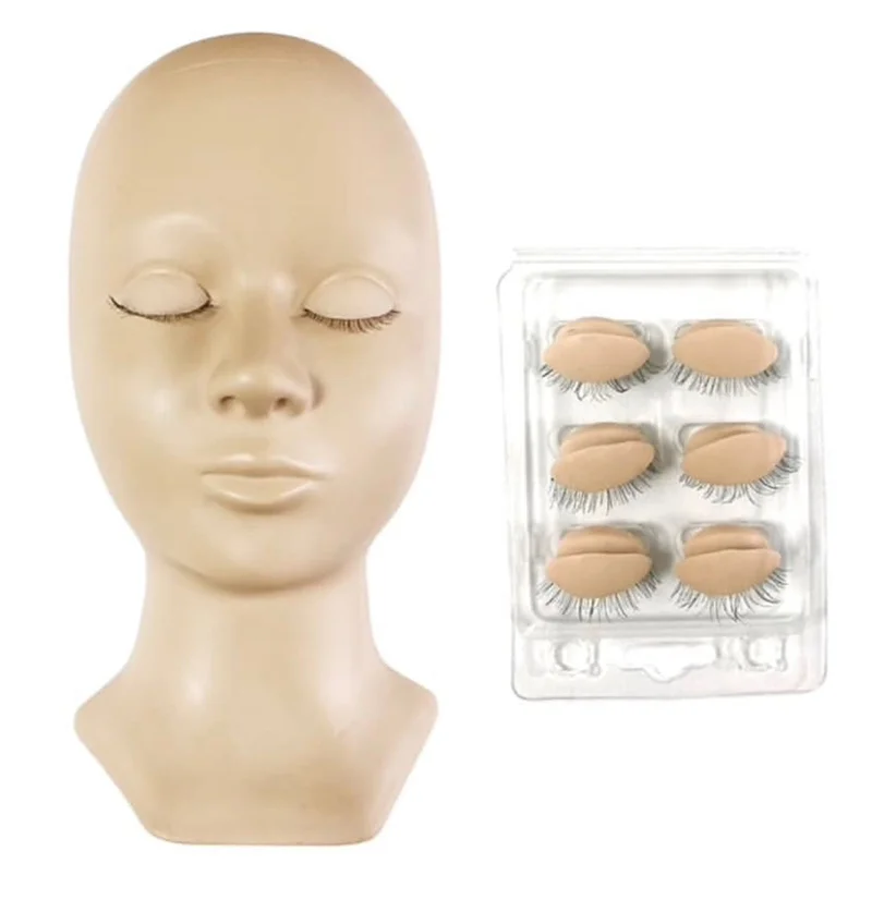Lavalash Eyelash Extension Massage Mannequin Head of Makeup Practice Eye Facial Dummy Removable Eyelids Training Heads Model