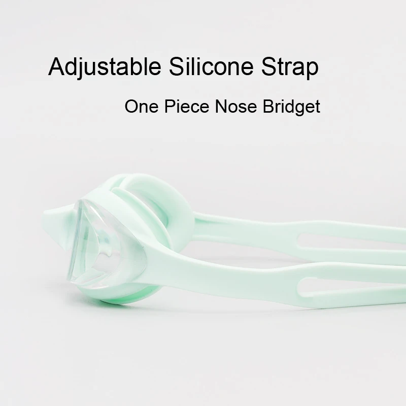 No leaking adjustable strap back swimming goggles Green color silicone swimming goggles for kids