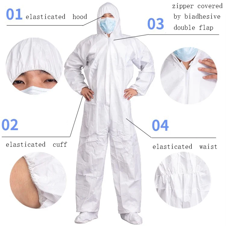 TYPE 5/6 55gsm and 65gsm SF Coverall Waterproof Disposable Protective Coveralls