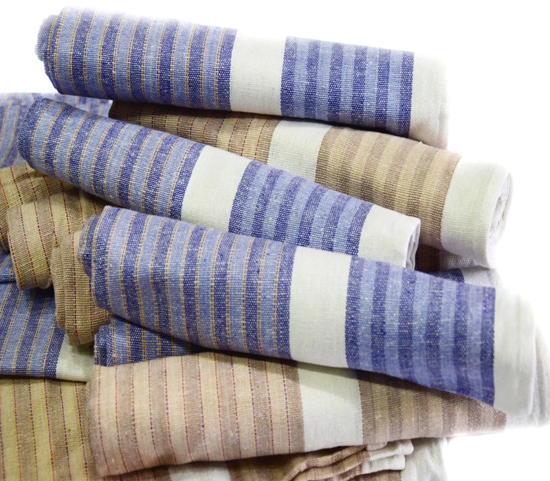 100% Cotton Two Tone Stripe Kitchen Tea Towels Super Absorbent 50x70 Cm