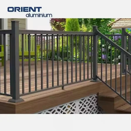 Weather-hardy aluminium u channel glass railing with laser cut boards lighting rail