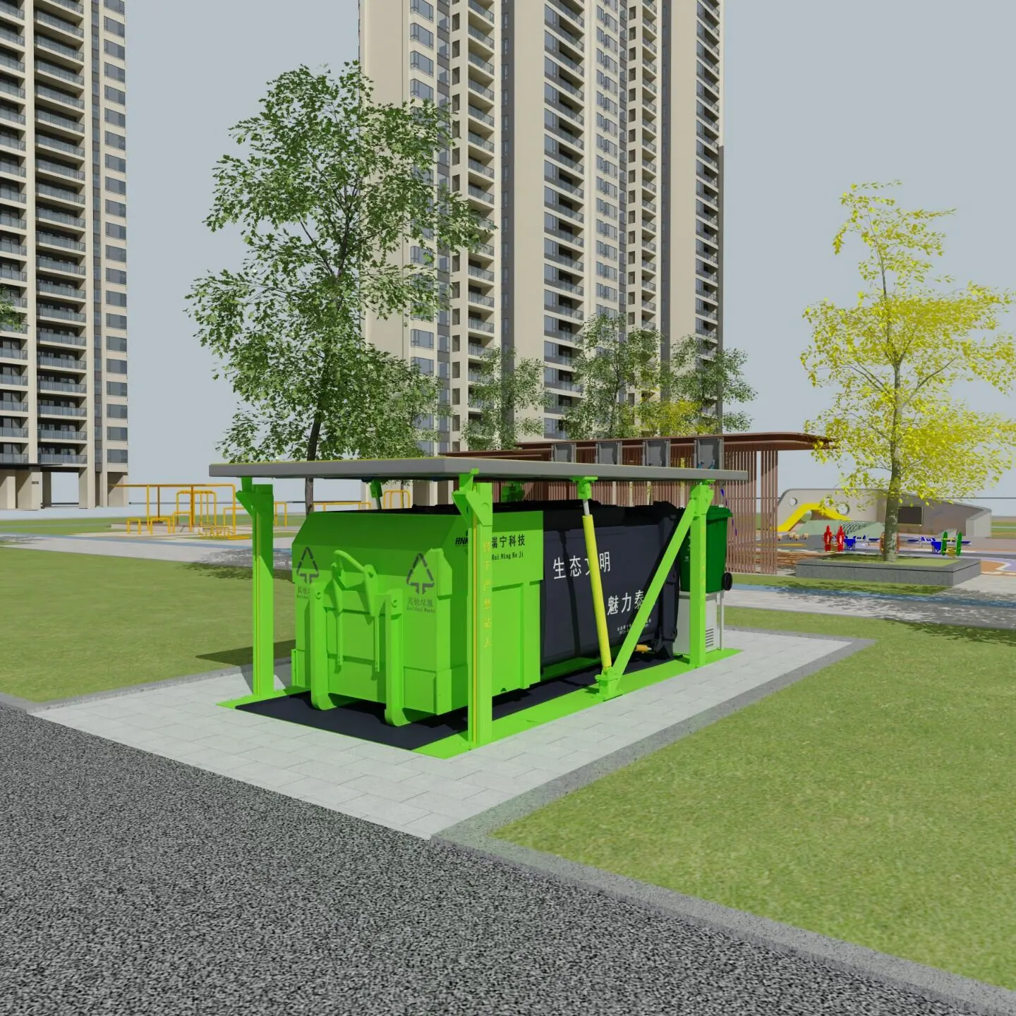 Manufactory wholesale Underground garbage compactor bin with ground sorting outlet