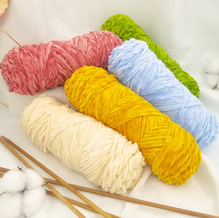 Chenille Yarn gold velvet coarse wool hand-knitted thread wholesale scarf thread crochet material bag chenille wool yarn
