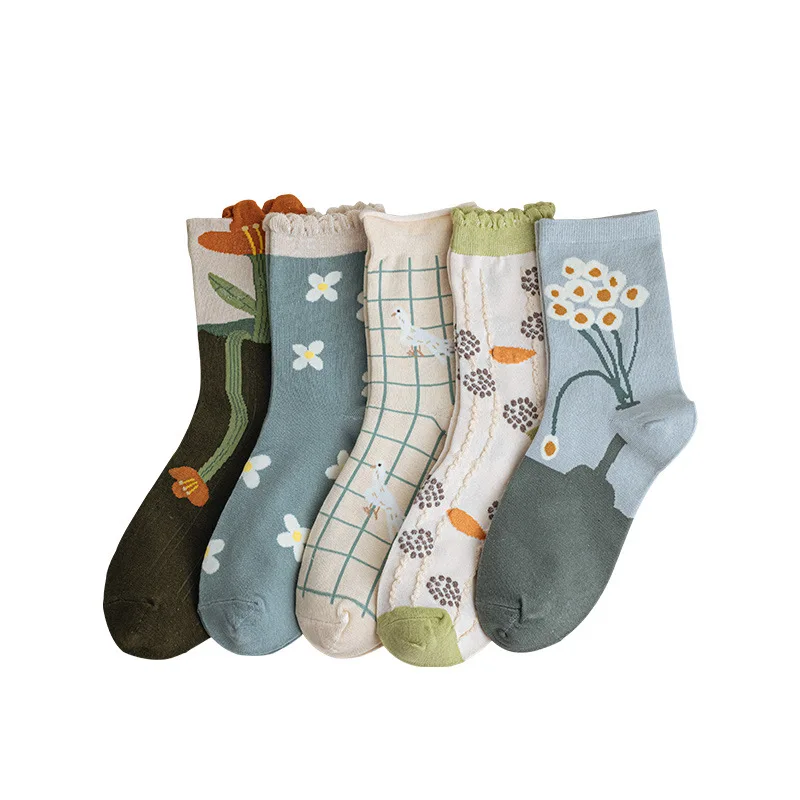High Quality Colorful Sock 3 D designer Flower Socks For Women Girls Cute Socks & hosiery