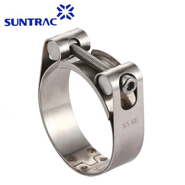Single T-bolt double bands heavy duty with soild nut 304/316 stainless steel super pipe clamp/hose clamp