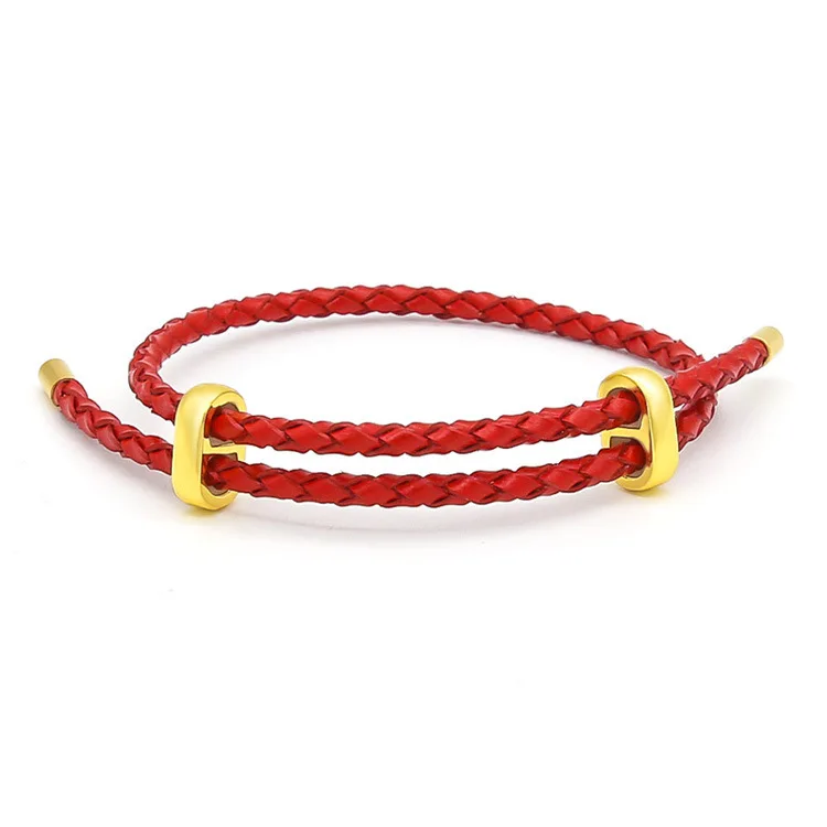 Leather Rope Braided Cord Bracelets Stainless Steel Gold Metal Handmade DIY Jewelry Bracelet for Men and Women