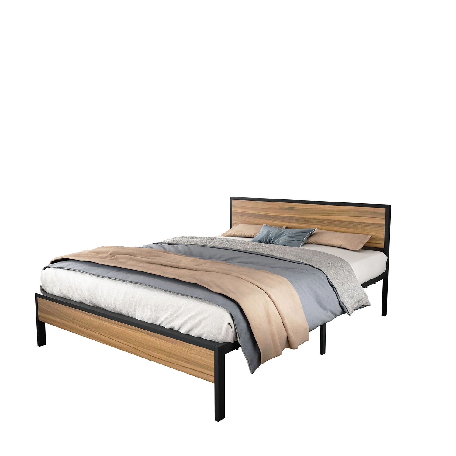 
2020 New Arrival Super Quality Home Furniture Bedding Solid Wood Headboard Metal Bed Frames 