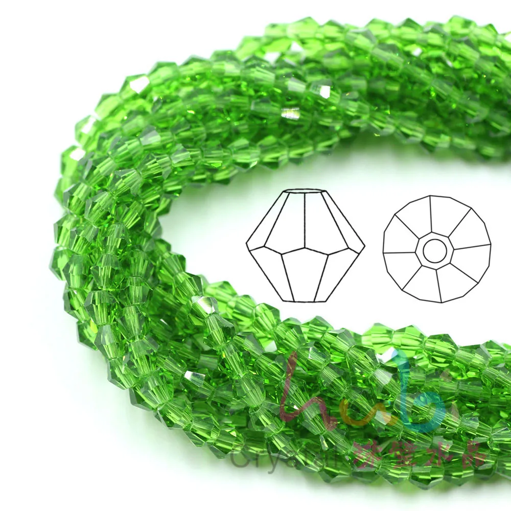 Faceted Bicone Glass Beads For Jewelry Making 6mm/8mm Pointed Crystal Beads For Women DIY Decoration Accessories 5strips/batch