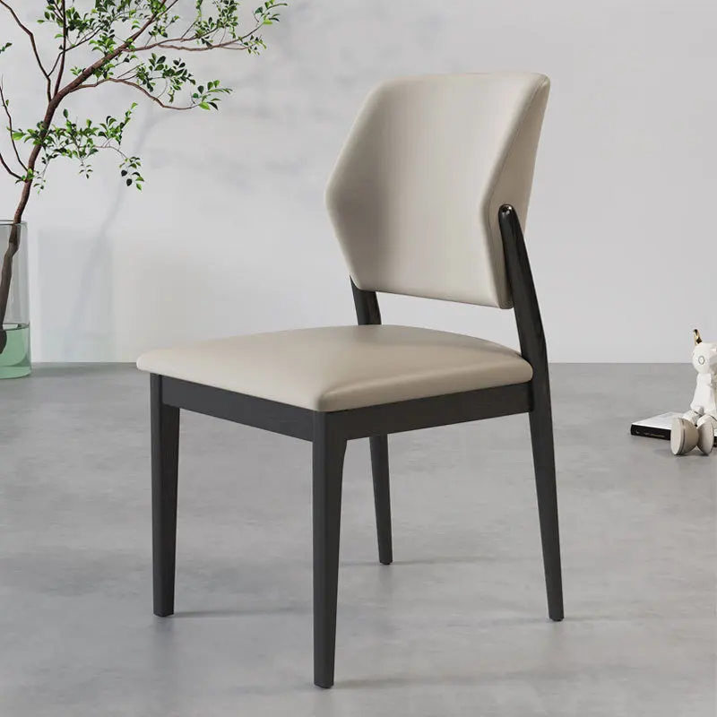 Wholesale solid wood dining chair restaurant tables and chairs modern Chinese wooden chair soft back leather seat bag