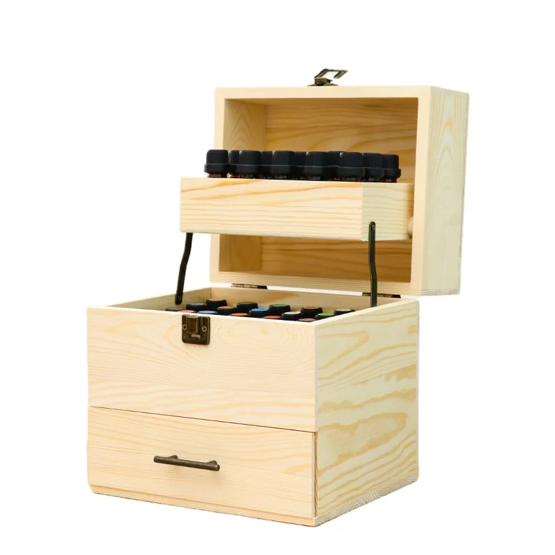
Factory sales promotion 3 layer removable wooden box essential oil with drawer and lid 