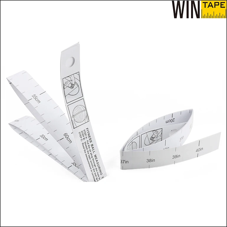 Wintape Custom 60inch Yoga Ball Disposable Paper Measuring Tape Ruler Single Use Yoga Ball Size Foldable Tape Measure in Paper