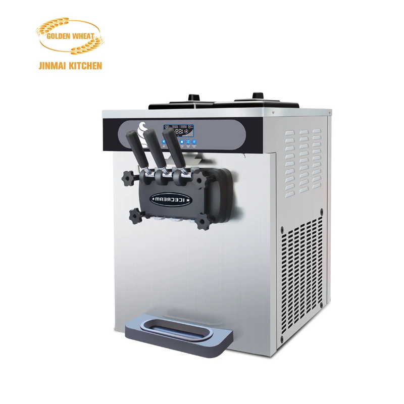 3 Flavors Ice Cream Maker Commercial Table Top Soft Serve Ice Cream Machine Counter Top Bubble Tea Shop Ice Cream Making Machine