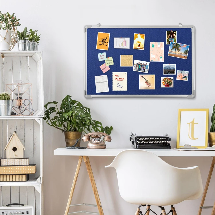 Customized Size Blue Fabric Bulletin Cork Felt Bulletin Pin Board For classroom